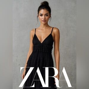 🌸ZARA NWOT Black Tiered Maxi Dress